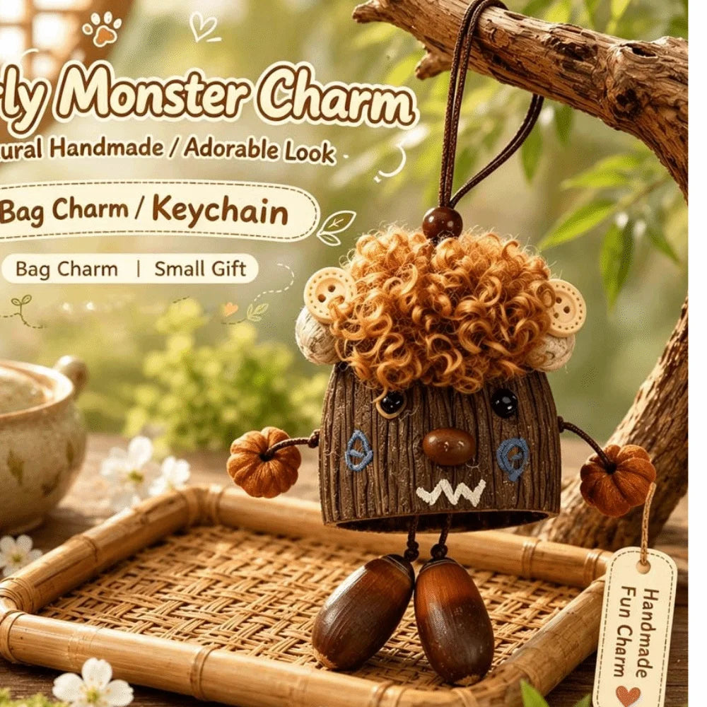 Handmade Fruit Pod Fairy Doll Pendant – Wooden DIY Craft Kit Wooden Doll Pendant PLUSH Style 9