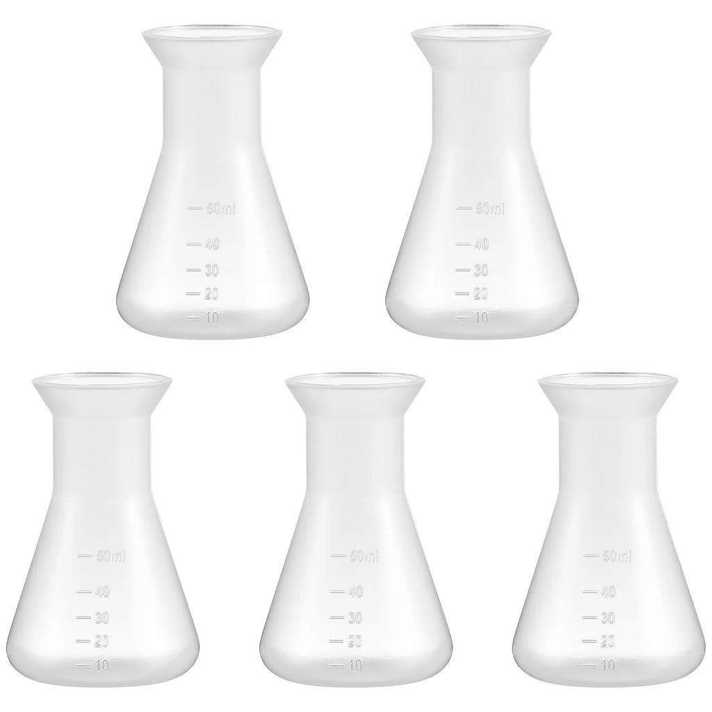 5pcs 50mL Plastic Erlenmeyer Conical Flasks – Lab Set Lab Flask Set PLUSH