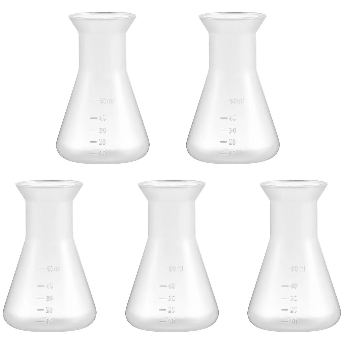 5pcs 50mL Plastic Erlenmeyer Conical Flasks – Lab Set Lab Flask Set PLUSH