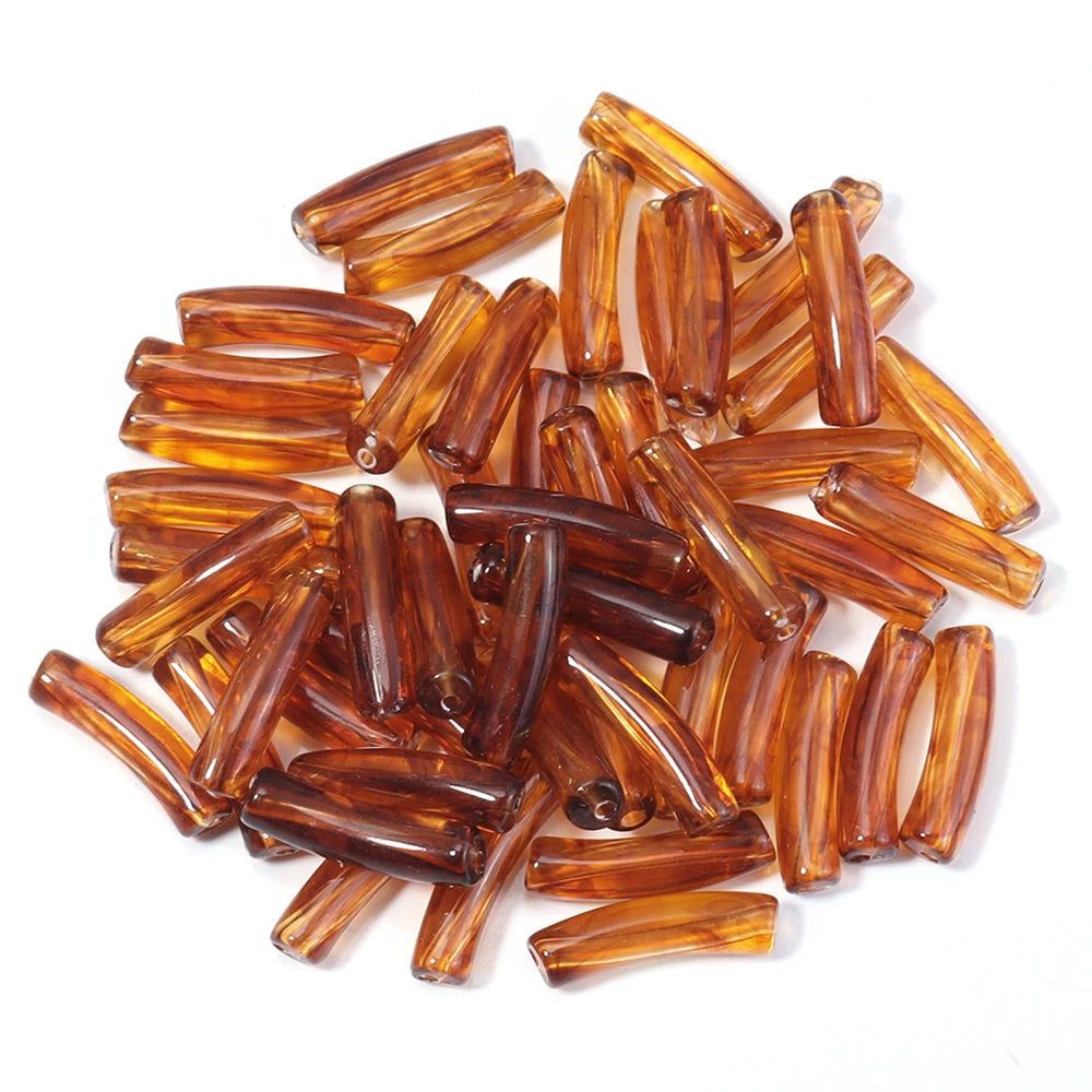 Amber Acrylic Beads – Heart Cube Oval Round Shapes for DIY Acrylic Craft Beads PLUSH style 07 x 50pcs