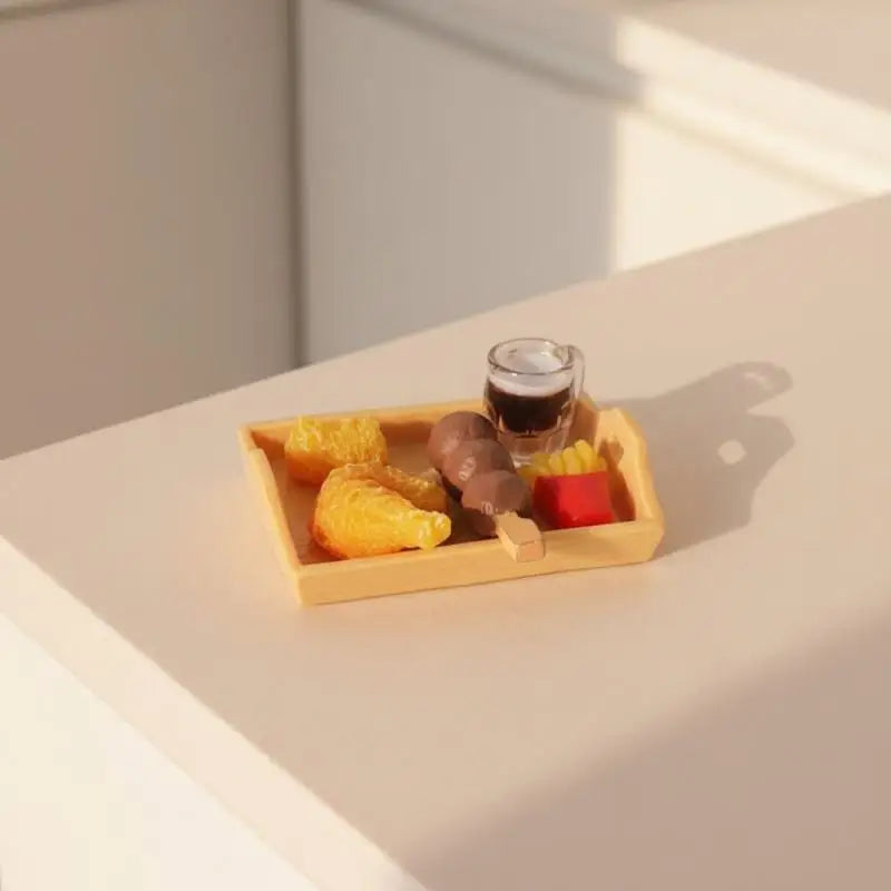 1:12 Miniature Fried Chicken & Beer Tray Dollhouse Kit Dollhouse Accessory Set PLUSH