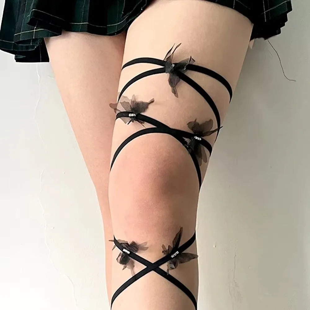 Y2K Butterfly Leg Chain Garter Belt – Gothic Punk Body Jewelry Body Jewelry Garter PLUSH