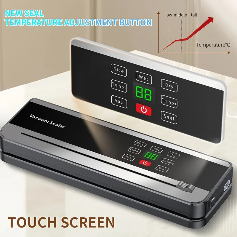 Portable Wireless Vacuum Food Sealer – Auto Mode & Digital Display Vacuum Food Sealer PLUSH