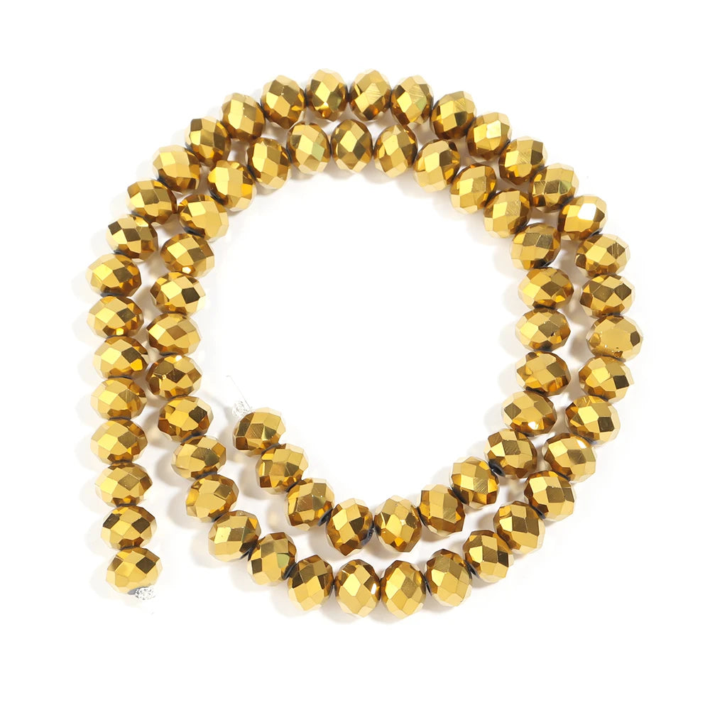 Gold Faceted Crystal Glass Spacer Beads 3–10mm | DIY Jewelry Crystal Spacer Beads PLUSH 10x8mm-ap60pcs