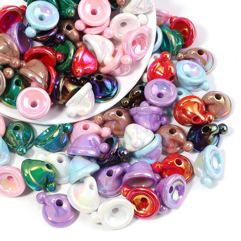 10pcs Christmas Hat Acrylic Beads for DIY Jewelry & Crafts Acrylic Craft Beads PLUSH