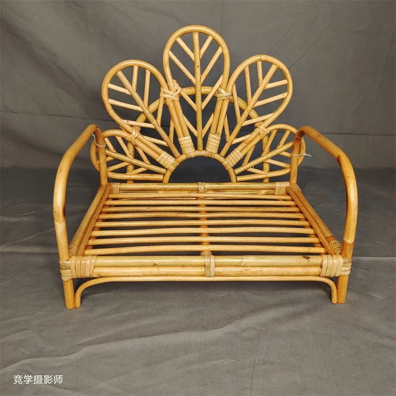 Newborn Photography Prop Retro Rattan Basket Chair 0–6M Newborn Photo Prop PLUSH Photography bed 2