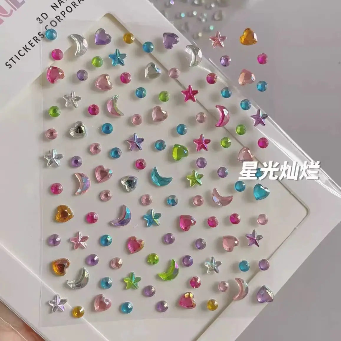 Star Moon Face & Nail Gem Stickers – Self-Adhesive Body Decals Face & Nail Stickers PLUSH 1