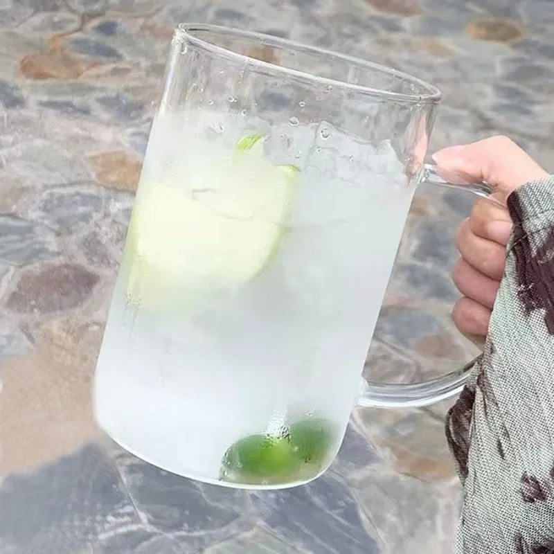 1L Glass Tumbler with Lid & Straw – Large Transparent Cup Glass Tumbler PLUSH