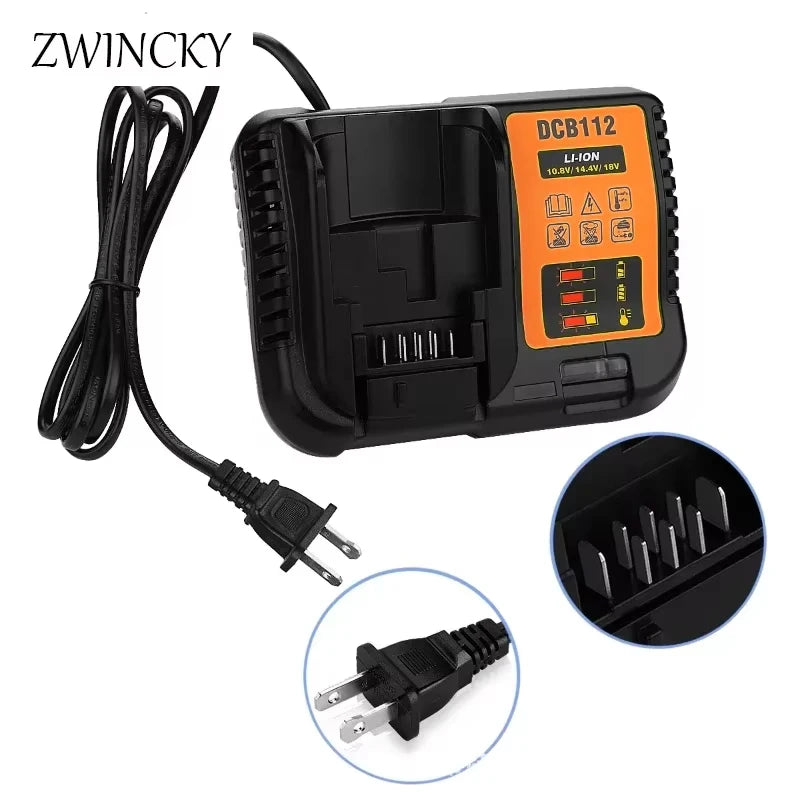 ZWINCKY DeWalt Li-Ion Battery Charger 10.8V–20V DCB112 Power Tool Charger PLUSH