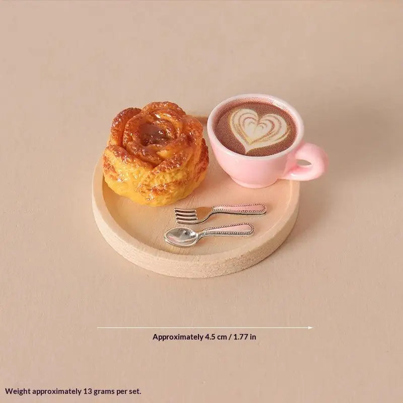 Miniature Coffee & Pastry Set – 1:12 Dollhouse Diorama Decor Dollhouse Accessory Set PLUSH A1