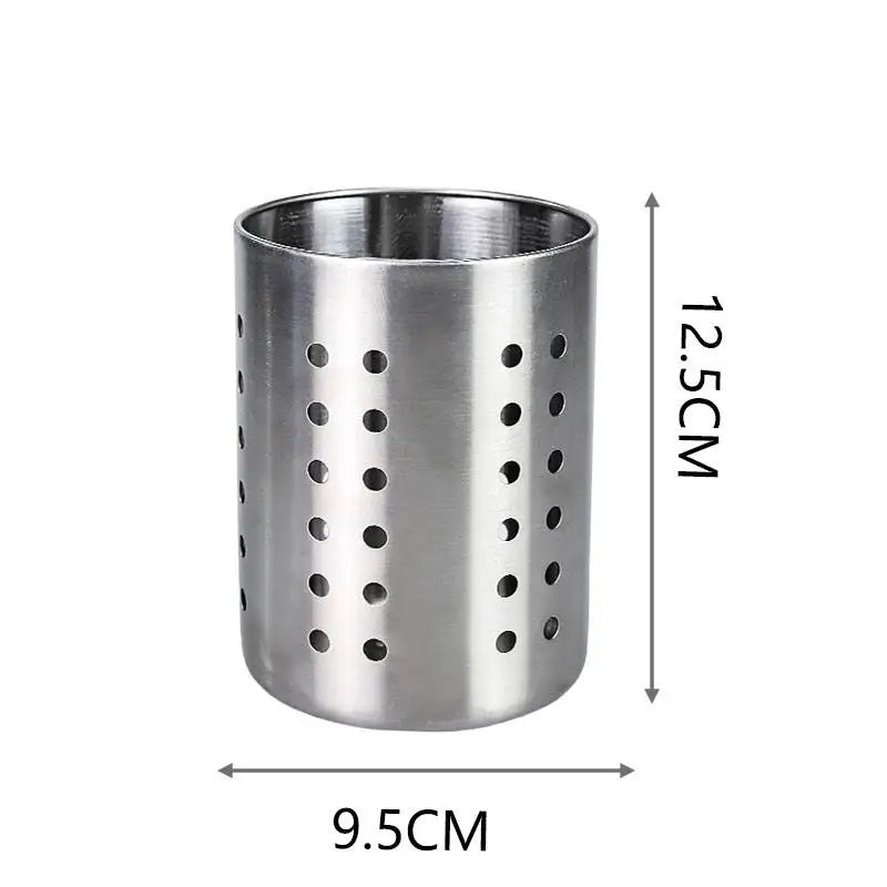 Stainless Steel Cylindrical Chopstick & Cutlery Storage Box Utensil Storage Box PLUSH S