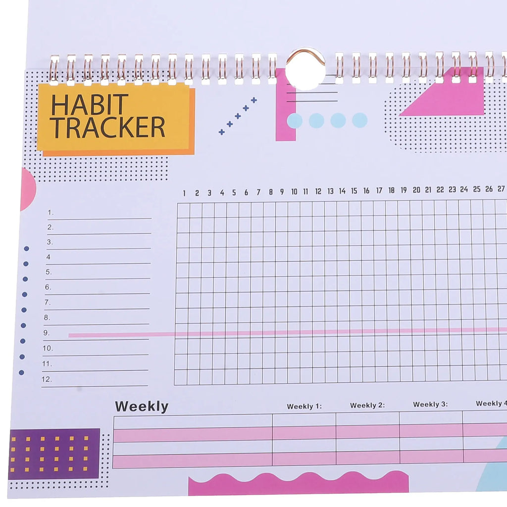 Spiral Habit Tracker Notebook – Monthly Desk Planner Journal Habit Tracker Notebook PLUSH