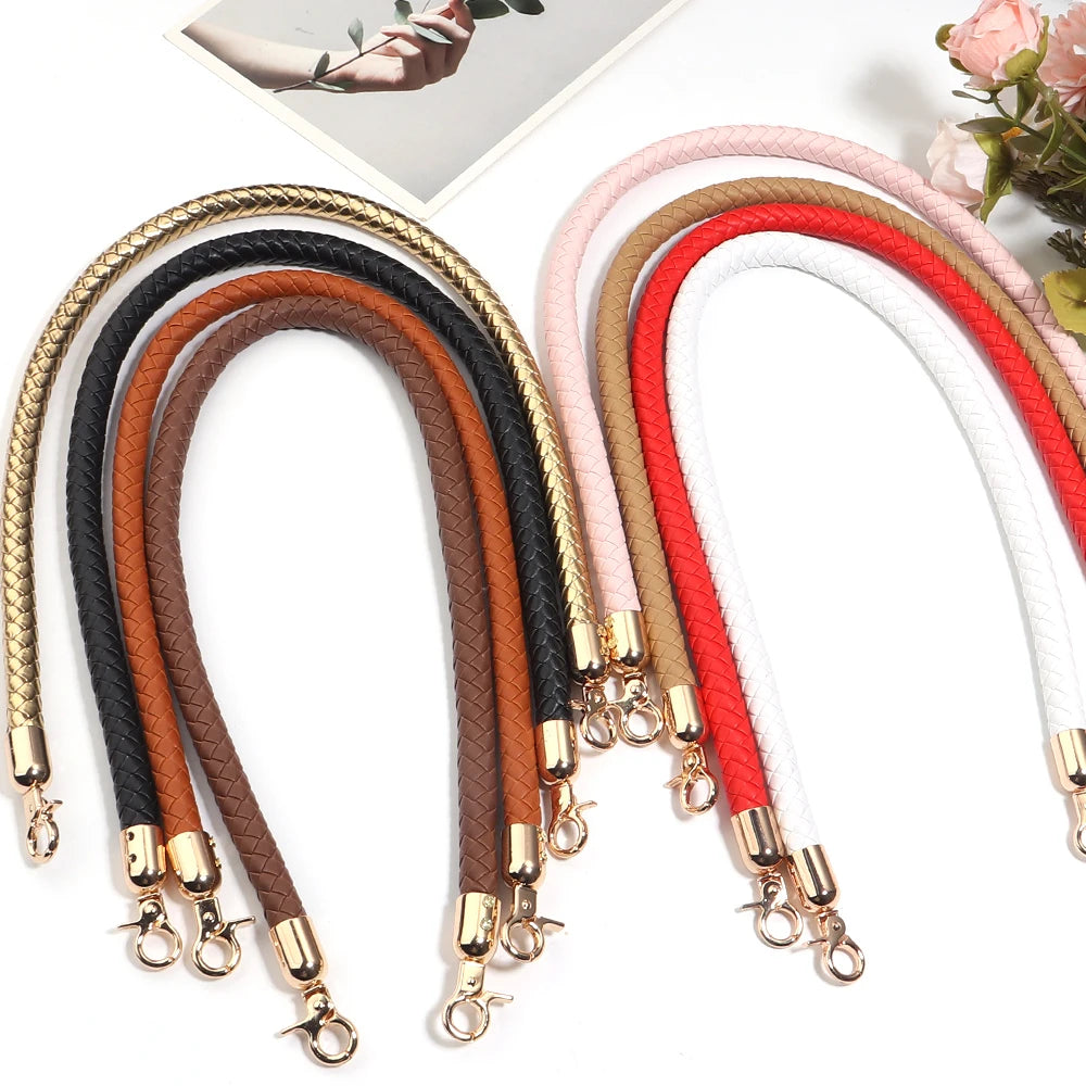 PU Leather Braided Bag Shoulder Strap with Lobster Clasp 30/60cm Bag Replacement Strap PLUSH