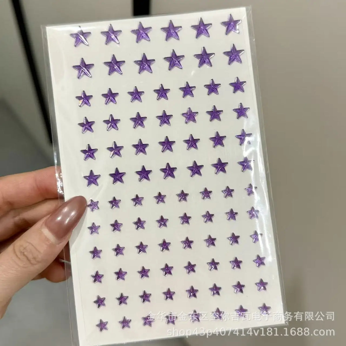 Star Rhinestone Face Gem Stickers – Festival Glam | 1 Sheet Face Gem Stickers PLUSH purple 88Pcs
