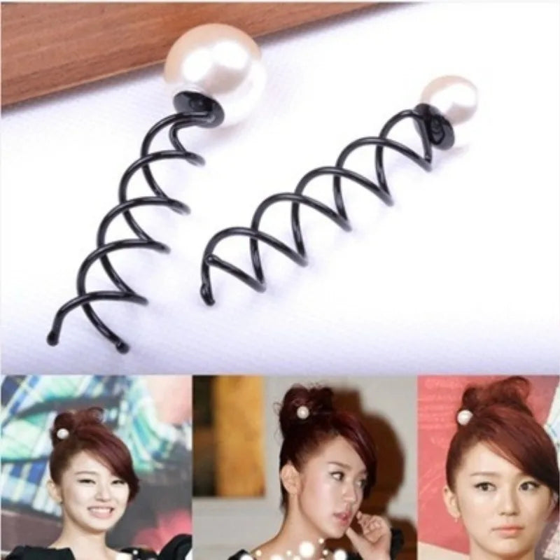 2Pcs Pearl Spiral Screw Bobby Pins – Korean Hair Barrettes Hair Barrette Pins PLUSH