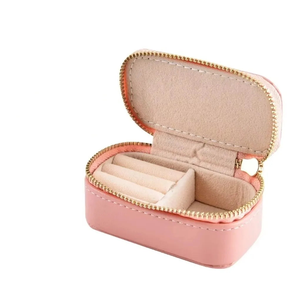 Vintage Mini PU Leather Jewelry Box – Travel Organizer Case Jewelry Organizer Box PLUSH Pink