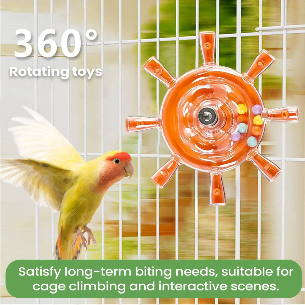 Interactive Parrot Rotating Windmill Cage Toy & Treat Dispenser Bird Cage Toy PLUSH