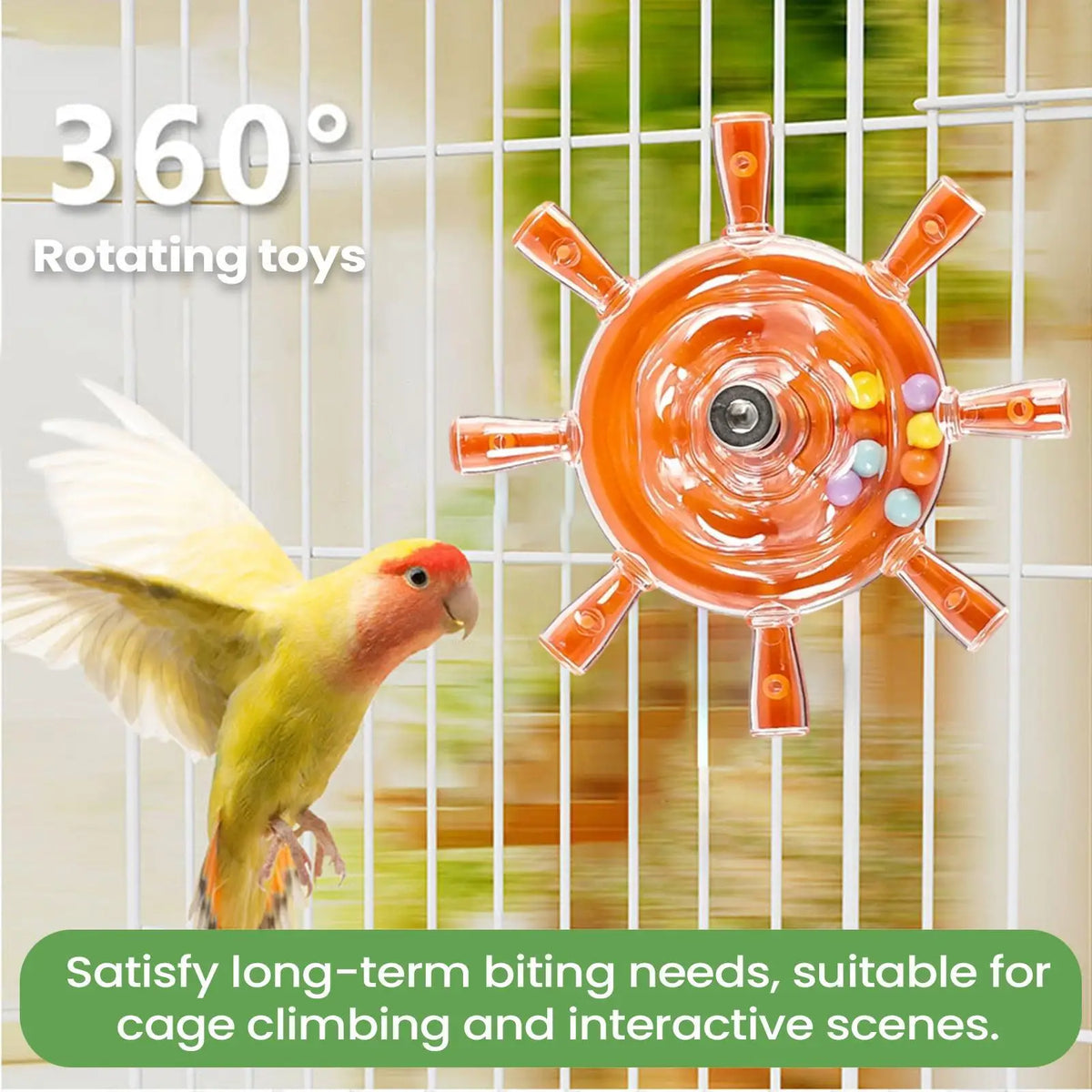 Interactive Parrot Rotating Windmill Cage Toy & Treat Dispenser Bird Cage Toy PLUSH