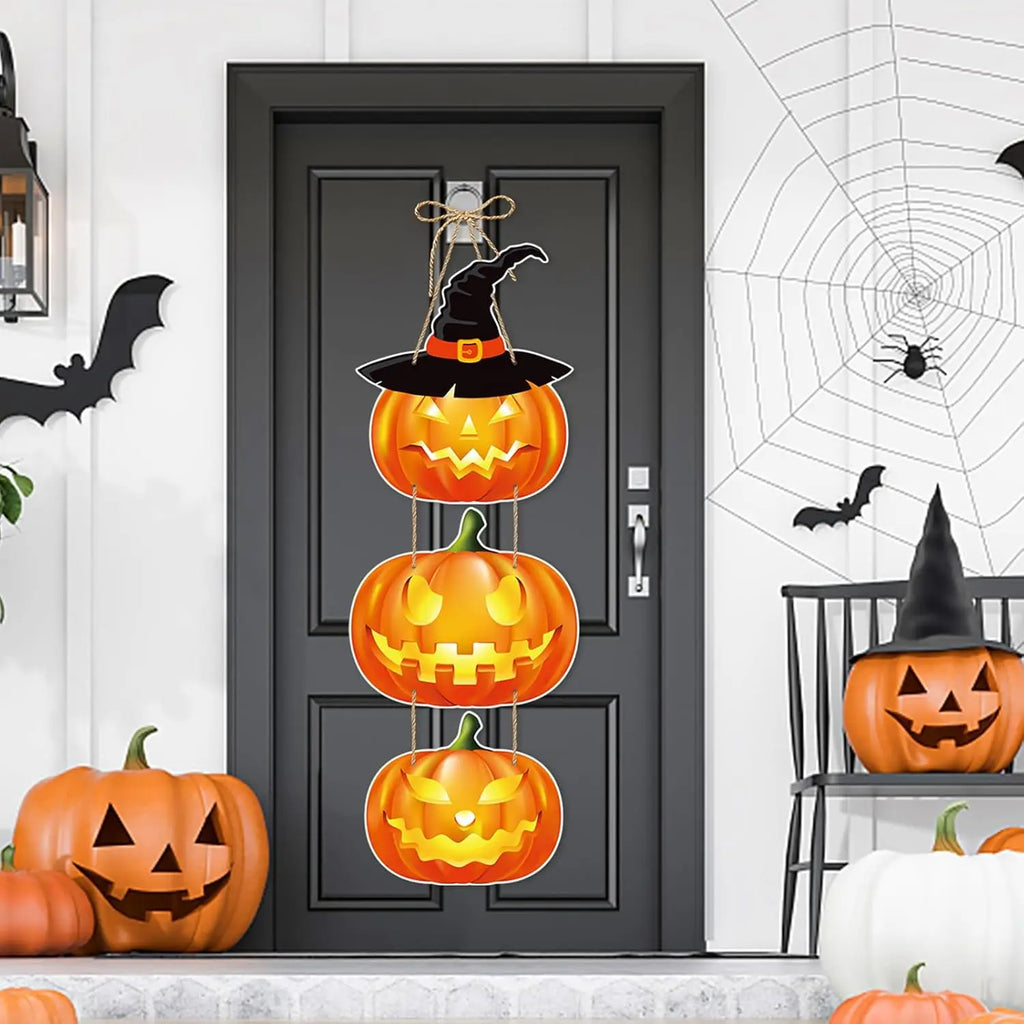 Halloween Door Hanger Decorations – Bats, Skeleton & Pumpkin Halloween Wall Decor PLUSH