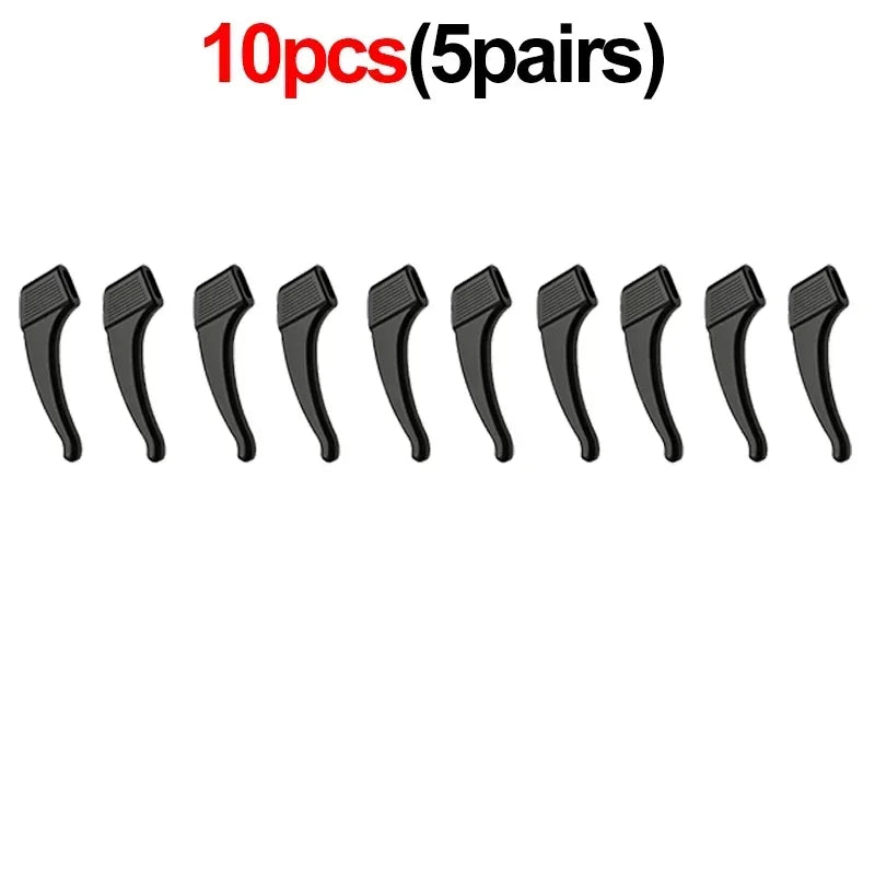 Silicone Anti-Slip Ear Hook Grips for Glasses & Sunglasses Eyewear Accessories PLUSH Black 5pairs