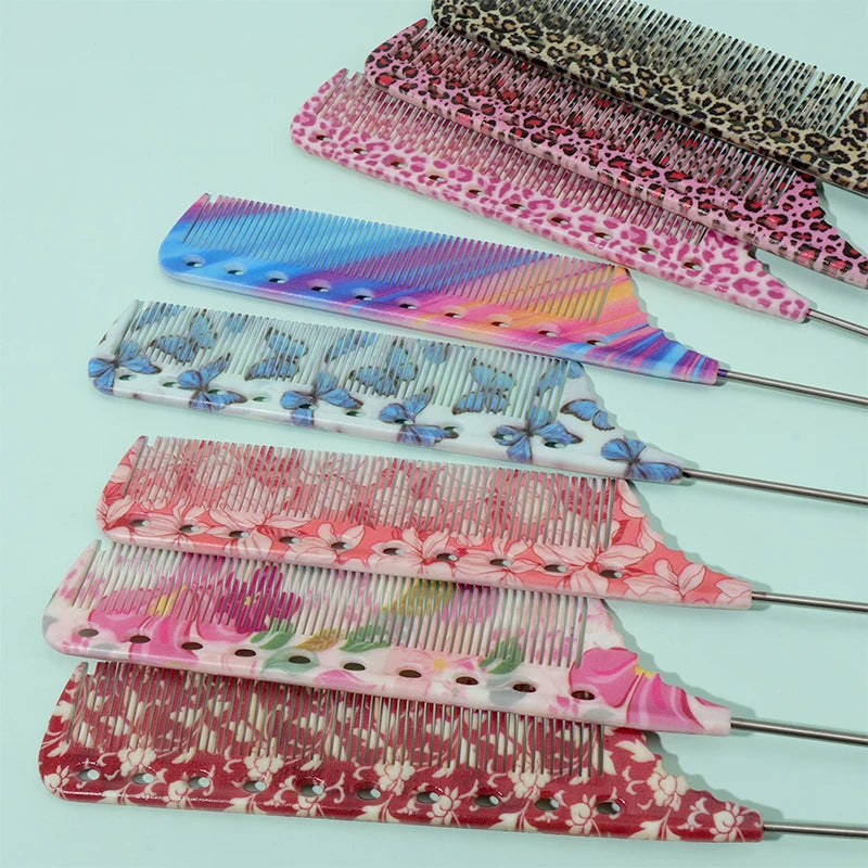Anti-Static Rat Tail Combs – 8 Colorful Patterns | 1/3/8pcs Hair Styling Comb PLUSH