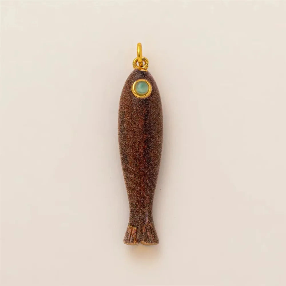 Colorful Fish Charm Pendant – Copper 14K Gold Plated DIY Jewelry DIY Jewelry Charm PLUSH brown