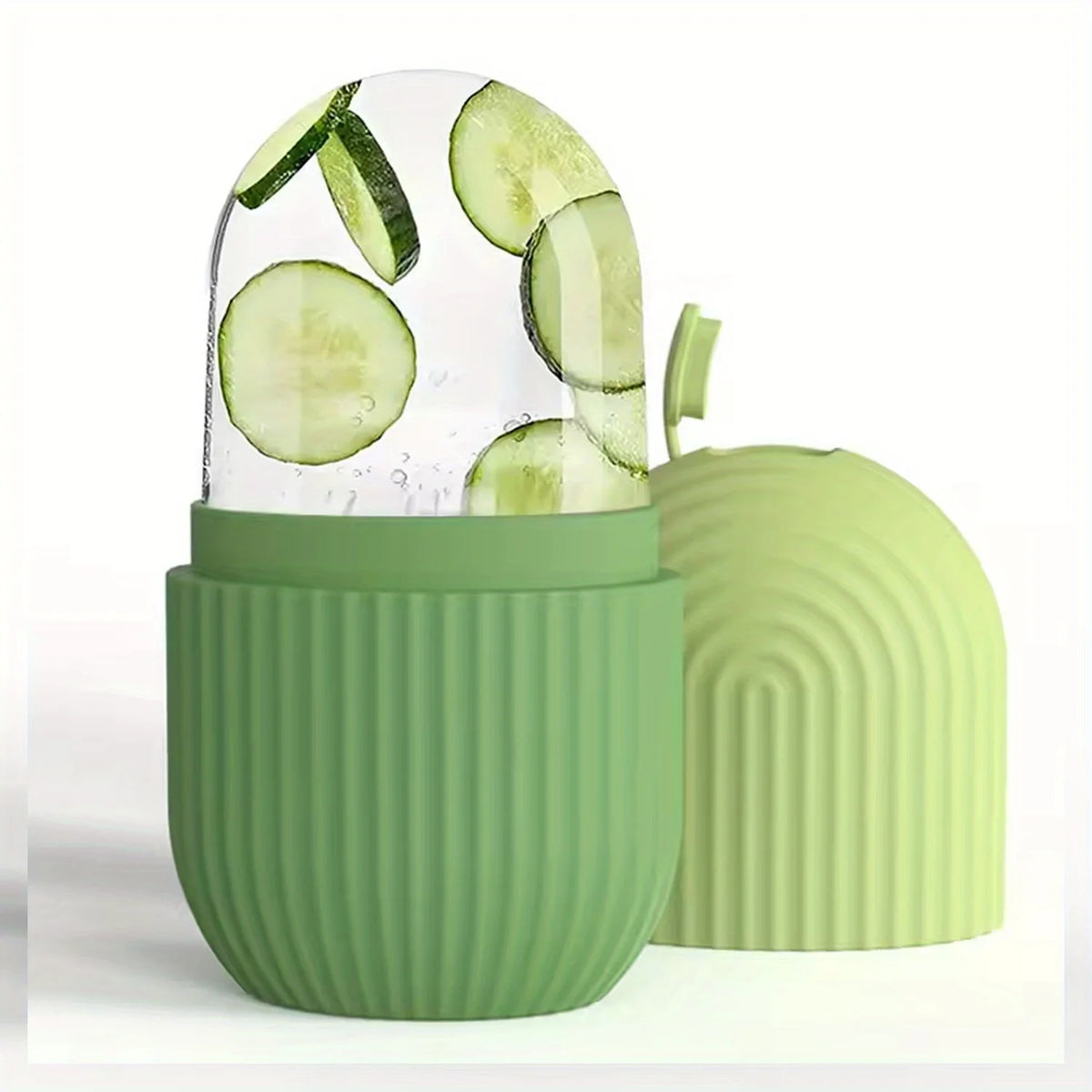 Silicone Ice Roller & Gua Sha Face Mold – Skin Care Tool Face Massage Tool PLUSH Green