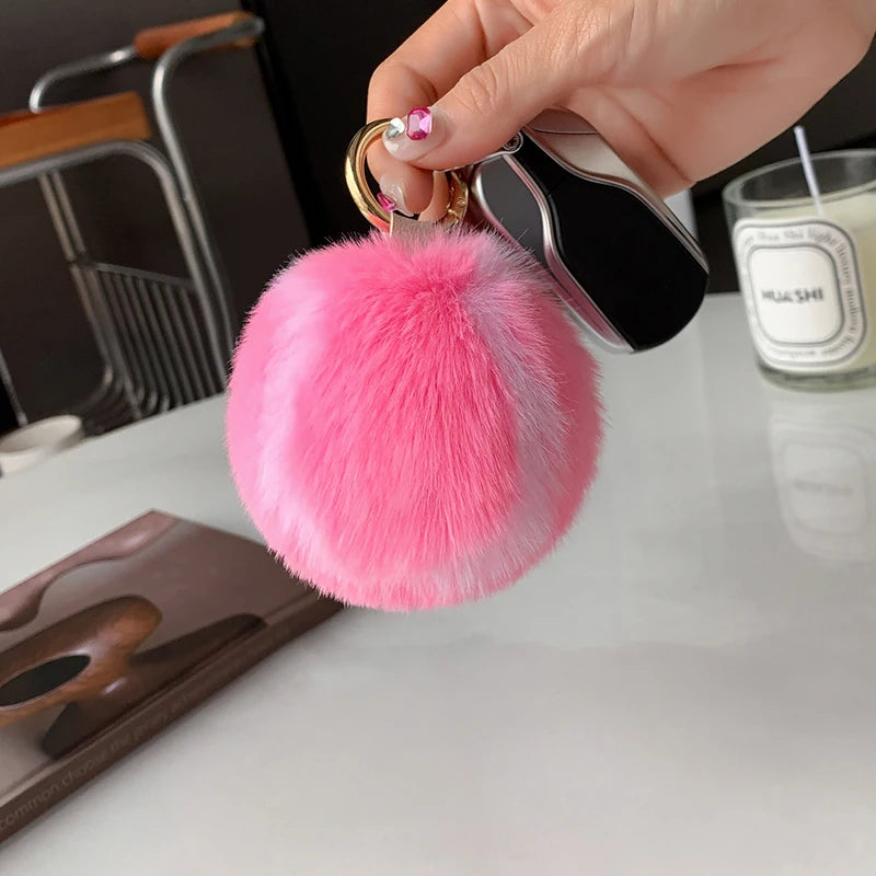 Tennis Ball Plush Keychain – Cute Cartoon Fur Bag Pendant Plush Keychain Charm PLUSH B3