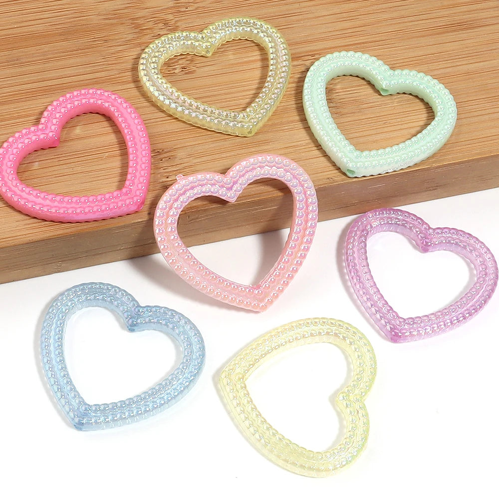 5pcs AB Color Hollow Heart Acrylic Spacer Beads – DIY Jewelry Acrylic Spacer Beads PLUSH