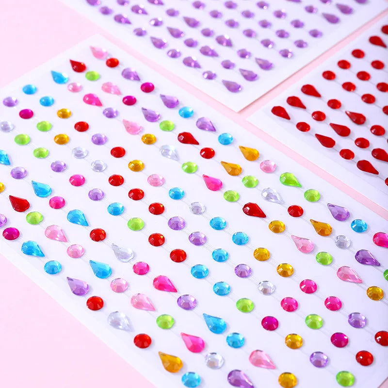 Self-Adhesive Rhinestone Gem Nail Stickers – Multicolor Sheet Nail Art Stickers PLUSH