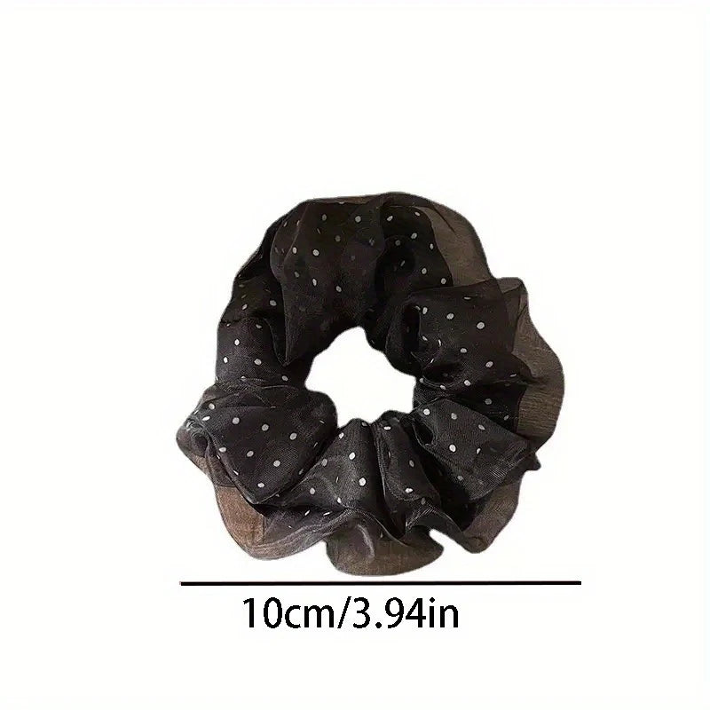 Polka Dot Ruffled Stiff Yarn Headband – Soft Elastic Hairband Fashion Headband PLUSH