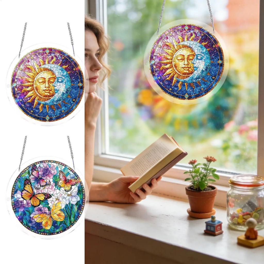 Acrylic Puzzle Suncatcher – Round Rainbow Window Light Catcher Window Suncatcher PLUSH