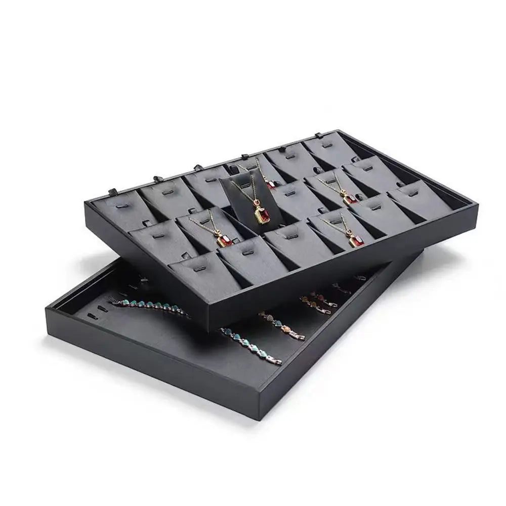 Stackable PU Leather Jewelry Display Tray – Multi-Compartment Jewelry Display Tray PLUSH