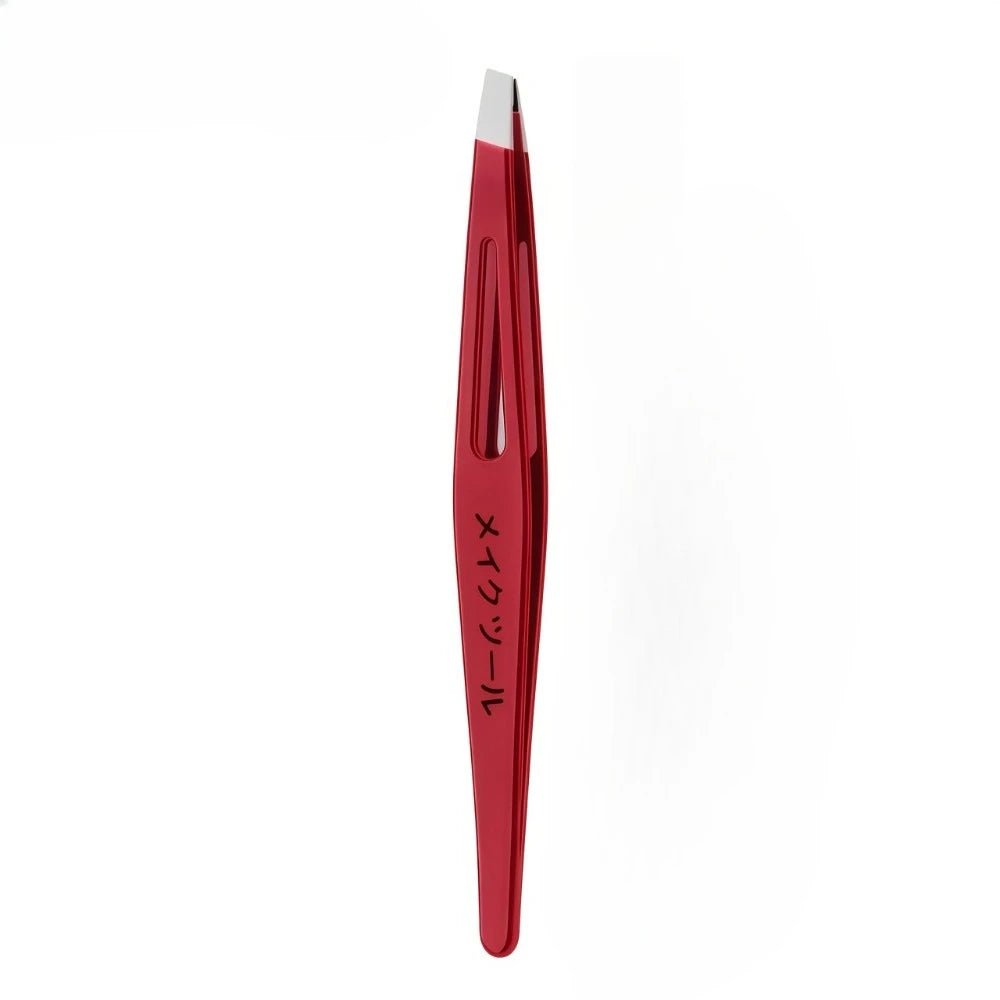 Slant Tip Stainless Steel Tweezers – Eyebrow & Facial Grooming Eyebrow Tweezers PLUSH Red no box