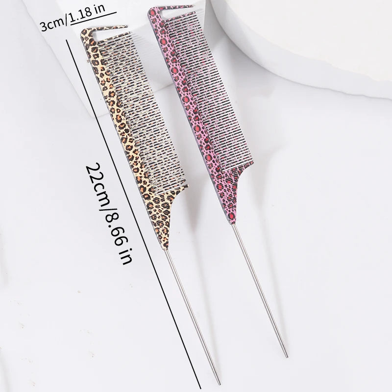 Leopard Print Rat Tail Comb – Anti-Static Fine-Tooth Styling Hair Styling Comb PLUSH