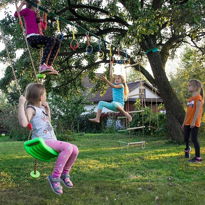 Kids Outdoor Gymnastics Swing Rings Set of 3 – Adjustable Kids Swing Rings PLUSH