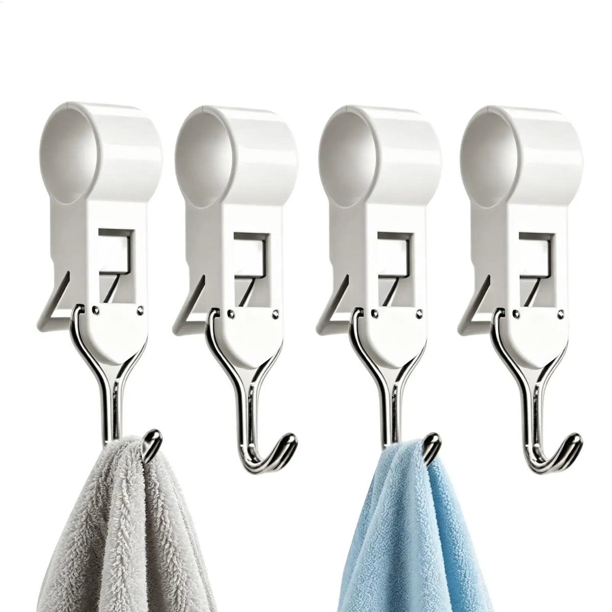 4pcs No-Drill Tube Clamp Hooks | Multi-Purpose Pipe Clip Clamp Hook Organizer PLUSH