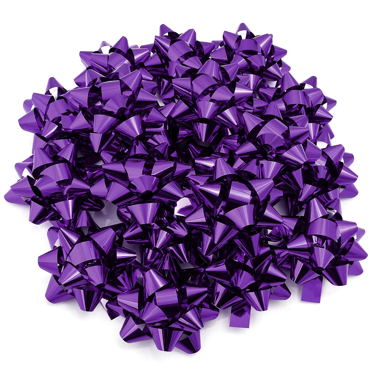 20pcs Self-Adhesive Ribbon Bows Star Flower Gift Wrapping Ribbon Gift Bows PLUSH purple 3.8cm