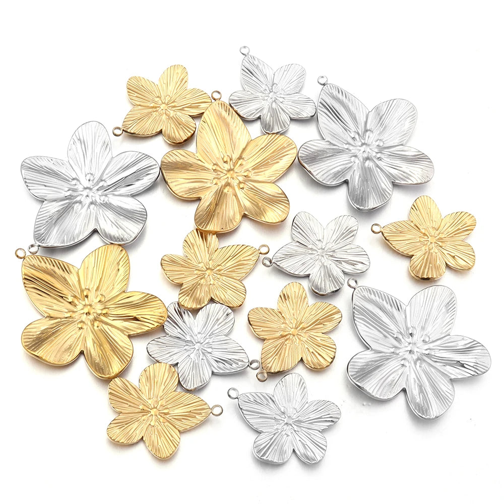 2pcs Stainless Steel Flower Charms for DIY Jewelry Making Jewelry Making Charms PLUSH