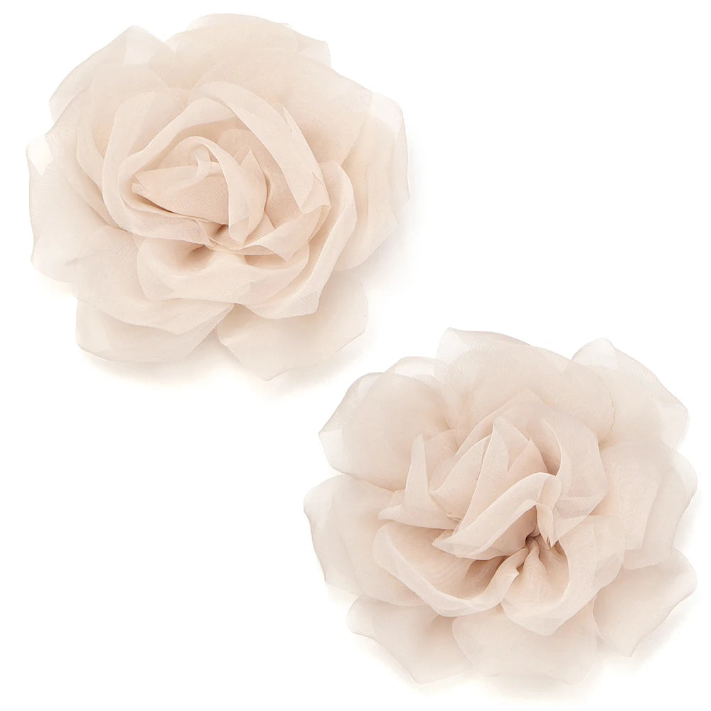 2pcs 10cm Chiffon Flower Appliques – DIY Hair & Clothes Decor Fabric Flower Appliques PLUSH light pink 10cm