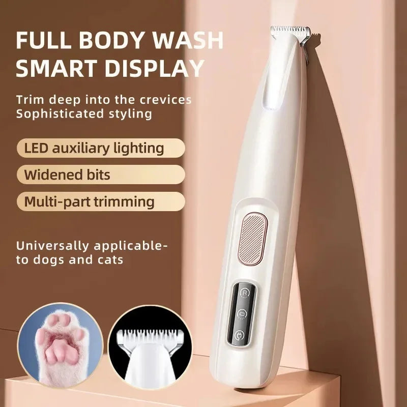 Dog Paw Trimmer LED Light Waterproof Cordless Pet Clipper Pet Hair Trimmer PLUSH