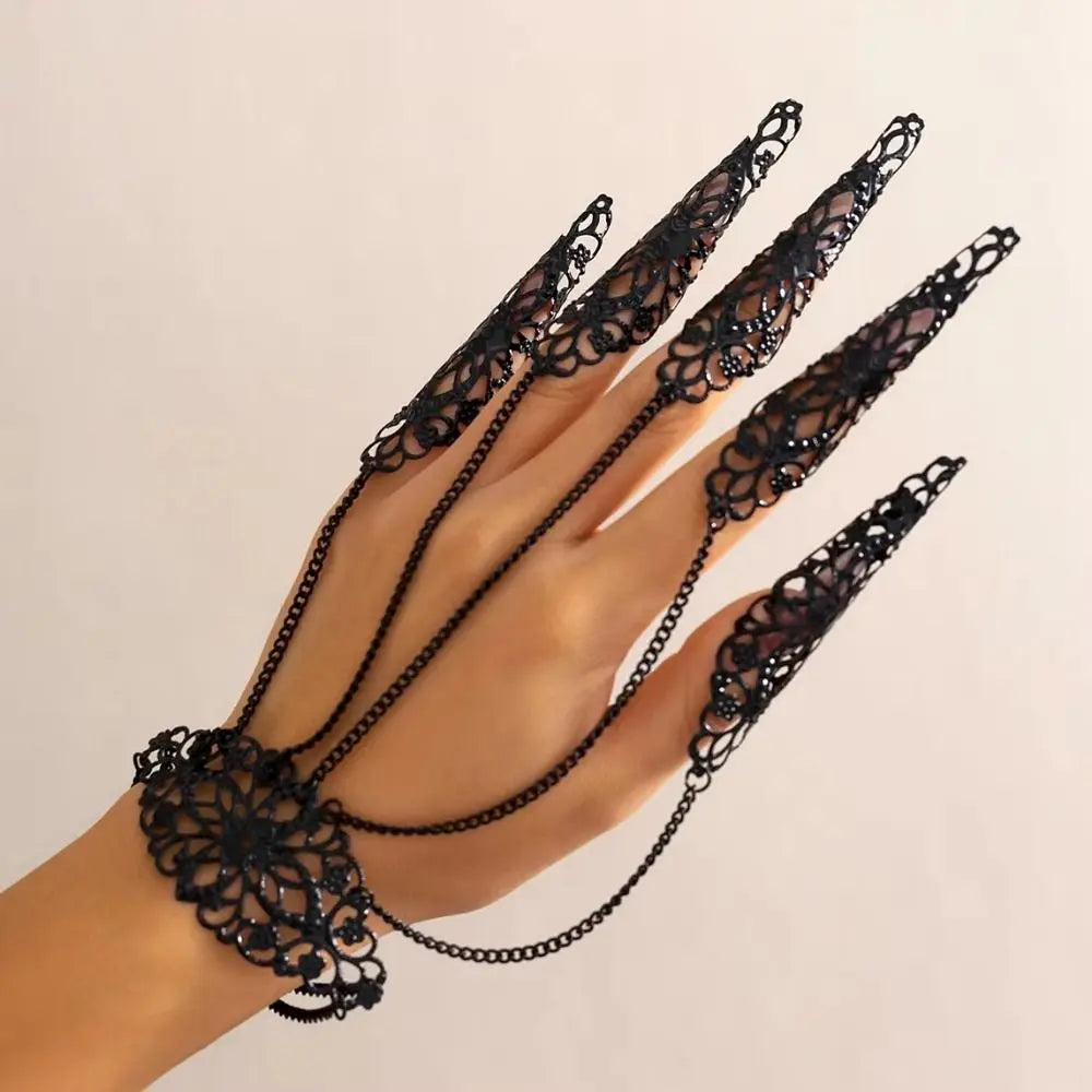 Gothic Punk Hand Harness Finger Ring Bracelet – Claw Jewelry Hand Harness Bracelet PLUSH