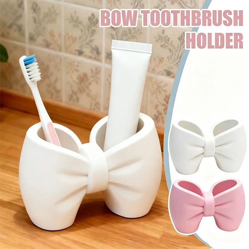 Cute Bow Toothbrush Holder – Freestanding Plastic Organizer Toothbrush Holder PLUSH