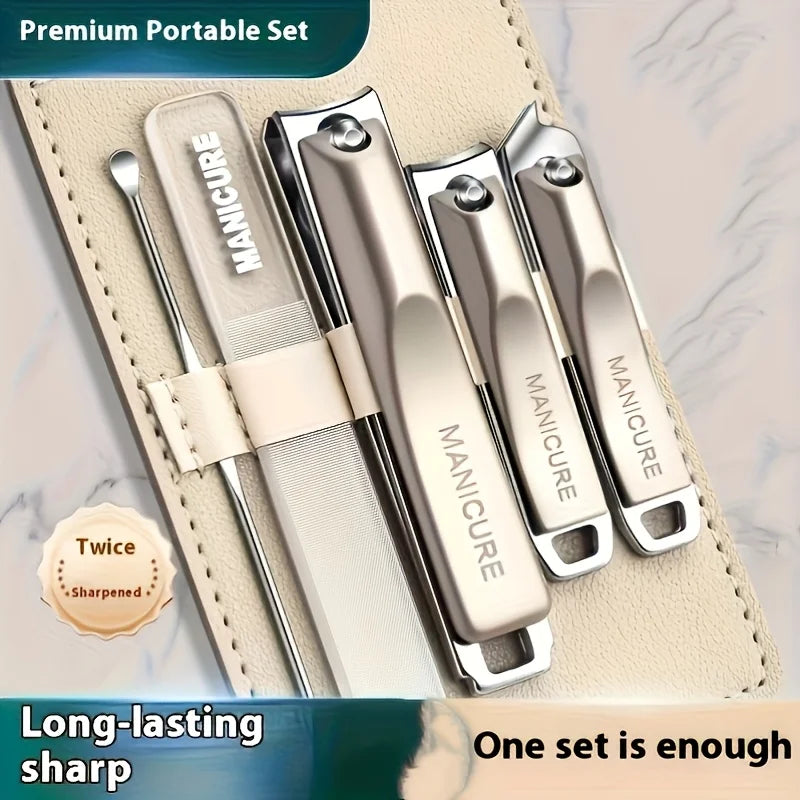 Ouriner 5-Piece Nail Care Set – Clippers, Nano File & Case Nail Care Set PLUSH