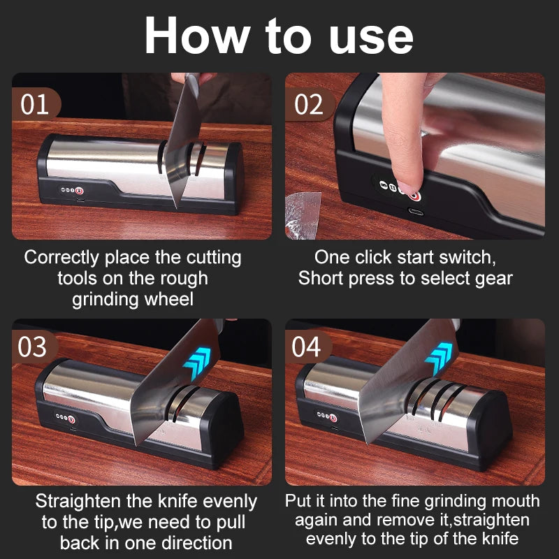 USB Rechargeable Portable Electric Knife Sharpener Kitchen Electric Knife Sharpener PLUSH