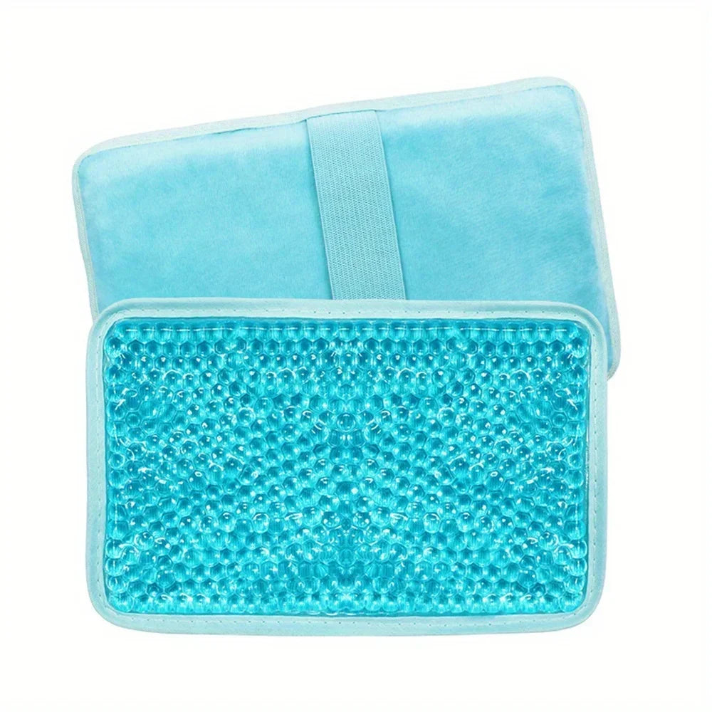 Hot & Cold Gel Compress Pack with Strap | Sleep Eye Mask Gel Compress Pack PLUSH Blue No plug