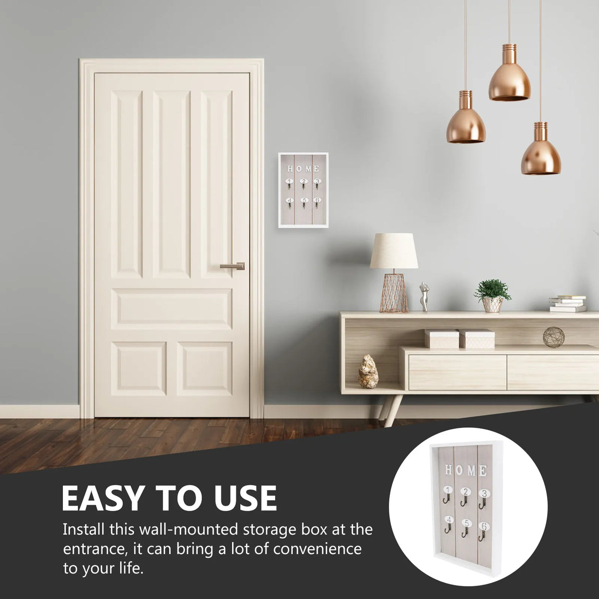 Wall Mounted Key Box Organizer – Nordic Design | 30x20cm Wall Key Organizer PLUSH