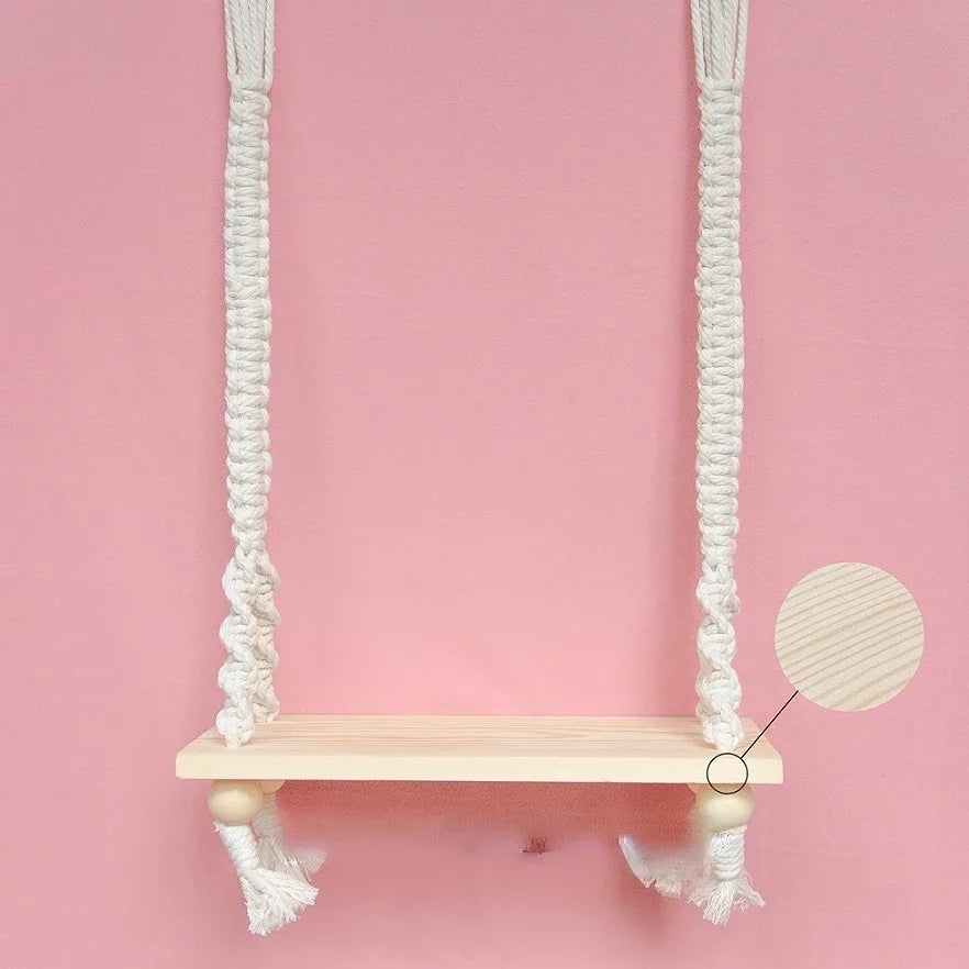 Newborn Wooden Swing Chair Photography Prop | 0–6M Baby Photography Prop PLUSH beige-04 Other