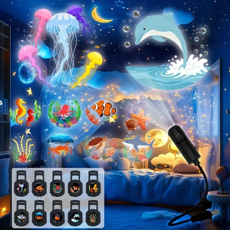 USB LED Projector Night Light Set of 3 – Room Decor Lamp LED Projector Night Light PLUSH