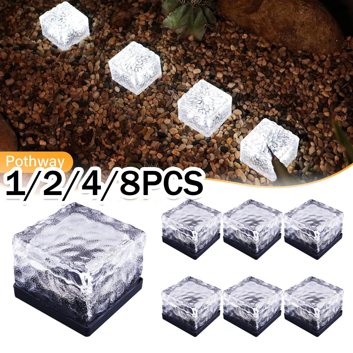 Solar Ice Cube Glass Block Light – Outdoor Garden Path Lamp Solar Garden Light PLUSH